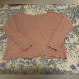 Uniqlo sz S Mauve Pink Dusty Rose Long Sleeve Top boxy relaxed crop